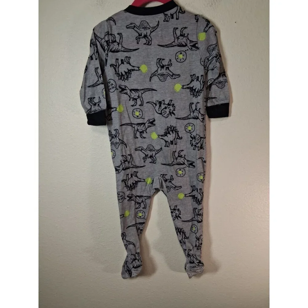 Carter's Pajamas One Piece Dinosaur Long Sleeve Winter Gray Size 18 Months